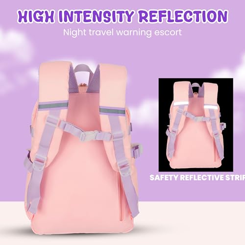 Image of Storite School Bag for Kids Girls 20L | Cute Waterproof Backpack with Chest Strap | Large Capacity Backpack with 180 Wide Opening|Bottle Pocket & Organizer