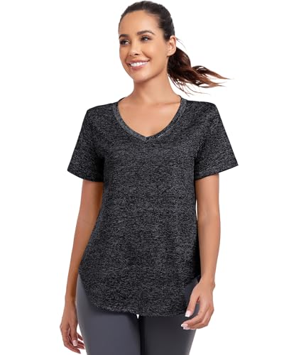 Alovien Short Sleeve Workout Shirts Women Loose Fit, V-Neck Women Exercise T-Shirt Workout Top thumb #8