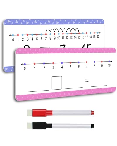 ZylYve Ábacos 16 Cartas de Cuadro Blanco borrable con líneas de números, de Dos Caras (0-10/0-20) – para la enseñanza de matemáticas