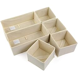 Cajones Tela Leroy Merlin NEWSTYLE Organizador Cajones 6pcs Cajas Almacenaje Plegables de Tela Para Guardar Ropa,Cajas Organizadoras de Almacenamiento de Cajones Divisores para Sujetadores,Calcetines, Ropa Interior (Beige)