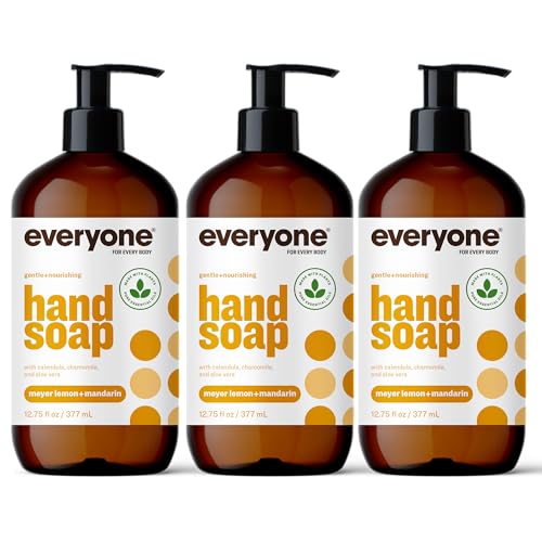 everyone for every body Everyone Liquid Hand Soap, 12.75 Ounce (Pack of 3), Meyer Lemon and Mandarin, Plant-Based Cleanser with Pure Essential Oils