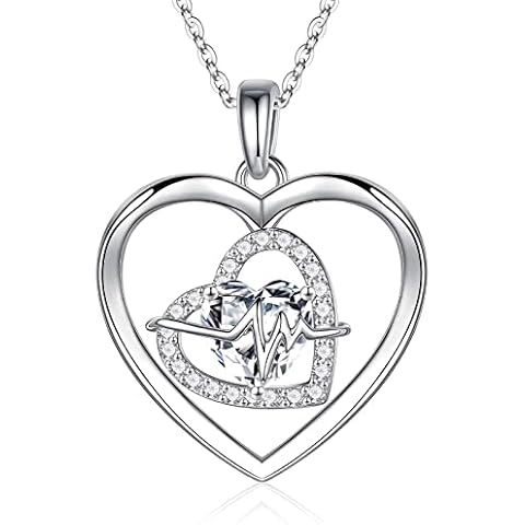 Iefil Nurse Gifts Necklaces for Women, 925 Sterling Silver Birthstone Necklace Jewelry RN Registered Nurse Graduation Retirement Gifts Nurse Week Thank You Gifts, Sterling Silver, white topaz Cover