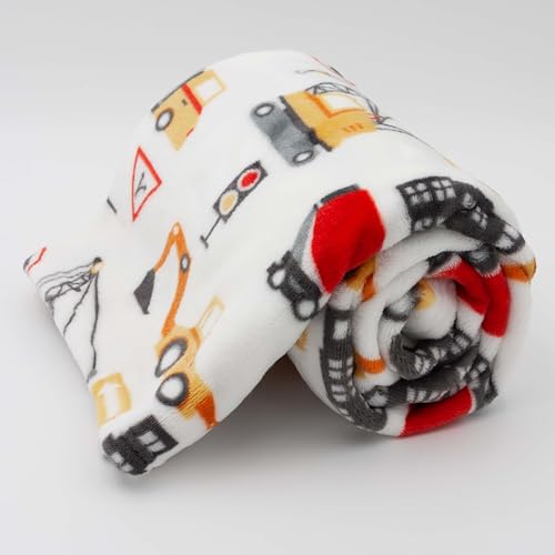 Image of Flannel Toddler Blanket - 50 inchx40 inch Soft Kids Throw for Boys & Girls - Perfect for Naptime, Travel & Bedding (Under Construction)