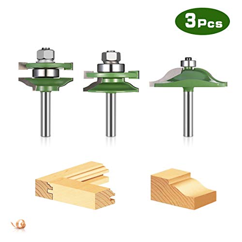 45 grados Lock Miter Router Bit, 3tlg Nutfräser con 8 mm vástago, T-Form Cutter para Graviermaschine Trimmmaschine Holzarbeiten