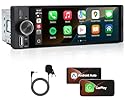1 DIN Autoradio mit Wireless CarPlay & Android Auto, 6,36 Zoll Auto Radio mit Bildschirm, GPS Navigation, FM, Bluetooth, Freisprecheinrichtung, Aux-Eingang, Lenkradsteuerung, Equalizer, Mirror Link
