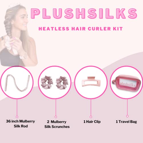 Plushsilks Heatless Hair Curlers - 100% Mulberry Silk Hair Rollers For Long Medium Hair, Flexible No Heat Curler To Sleep In Overnight, Lazy Heatless Curling Rod Headband, Wavy Volume Curls #TOP5