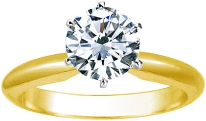 Houston Diamond District 1 Carat Round Cut Diamond Solitaire Engagement Ring 18K Yellow Gold 6 Prong (K, I1, 1 c.t.w) Ideal Cut