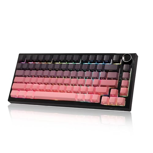 Clavier mécanique sans fil 75% rose pour bureau esthétique et cosy