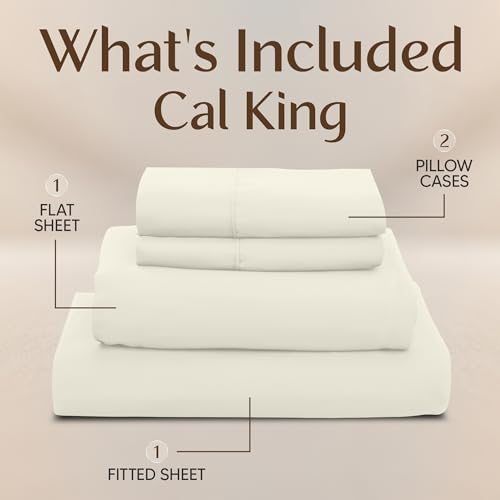 Image of Utopia Bedding California King Size Sheet Set - 4 Piece Bed Sheets, Soft and Breathable Microfiber, Includes 1 Fitted Sheet, 1 Flat Sheet and 2 Pillowcases - Oeko-Tex (Ivory)