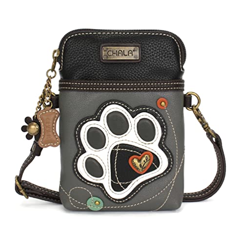 Image of CHALA Dog Collection Cell Phone Crossbody Purse-Women PU Leather /Canvas Multicolor Handbag with Adjustable Strap