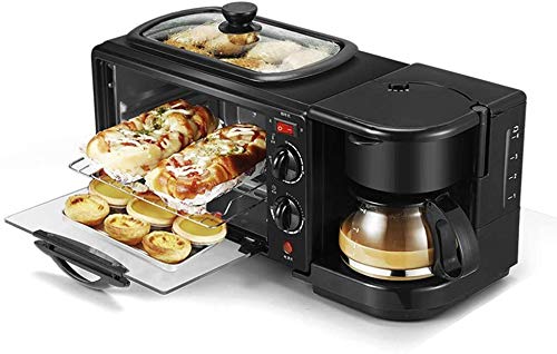 Multifunktionskaffeemaschine, 3 in 1 elektrische Frühstücksmaschine, Haushaltsbrot Pizzaofen Bratpfanne, Bratpfanne Miniofen