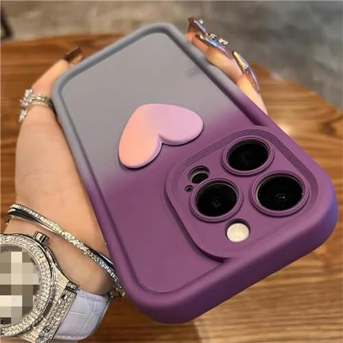 Coque iPhone 15 Plus silicone 3D amour dégradé de couleur gris violet - 5