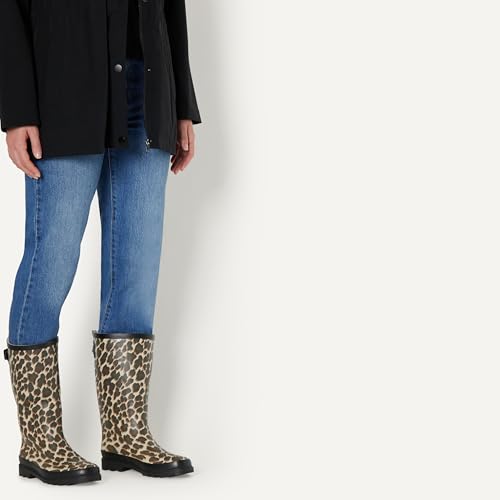 Amazon Essentials Damen Hohe Wasserdichte Regenstiefel, Leopard, 38.5 EU