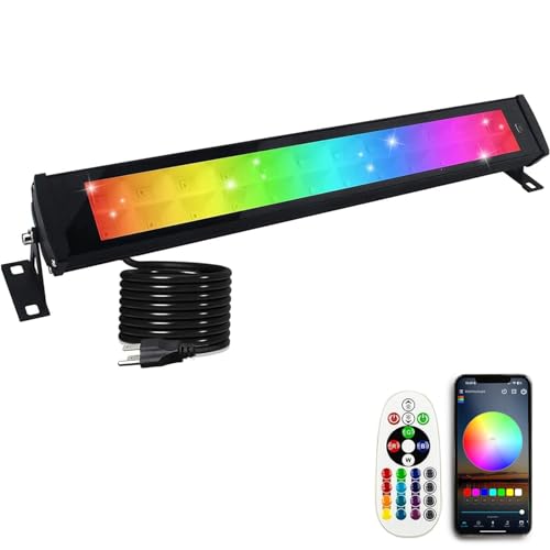BOSITE 50W RGB Wall Washer Light, RGB Light Bar LED Smart Wall Lights with Remote Control Waterproof...