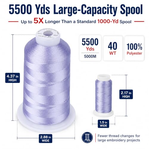 Image of Simthread Embroidery Machine Thread 5000M 40WT Polyester, Lavender 804 | 5000M 40WT polyester thread feeds smoothly for home or commercial embroidery projects.