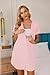 Ekouaer Nightgowns for Women Button Down Night Gowns Short Sleeve Sleep Shirt V Neck Nightshirt Soft Sleepwear Pajams Dress Misty Rose Large