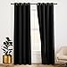 RYB HOME Soundproof Divider Curtains Blackout Curtains for Living Room Bay Window, Inside Felf Linings Insulted Heat Noise Shade Drapes for Sliding Glass Door, W 52 x L 95 inches, Black, 2 Pcs