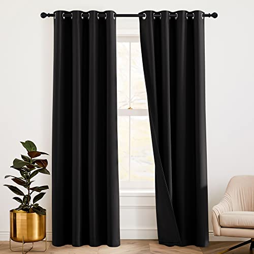 RYB HOME 3-in-1 Noise - Blackout - Thermal Insulation Living Room Window Curtains, Inside Detachable...