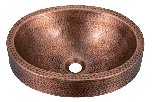 Monarch Abode Hand Hammered Skirted Sink, Pure Copper, 17 inches (Drop in or Vessel)