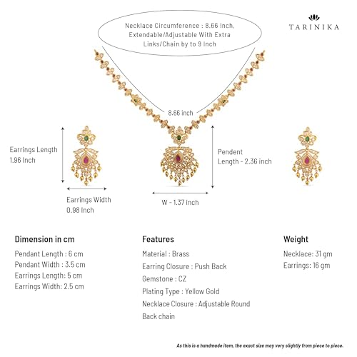 TARINIKA Gold Plated Aavi Nakshatra CZ Short Necklace with Floral Design - Indian Jewelry Set for Women | Perfect for Casual Occasions | Traditional South Indian Necklace | 1 Year Warranty*4