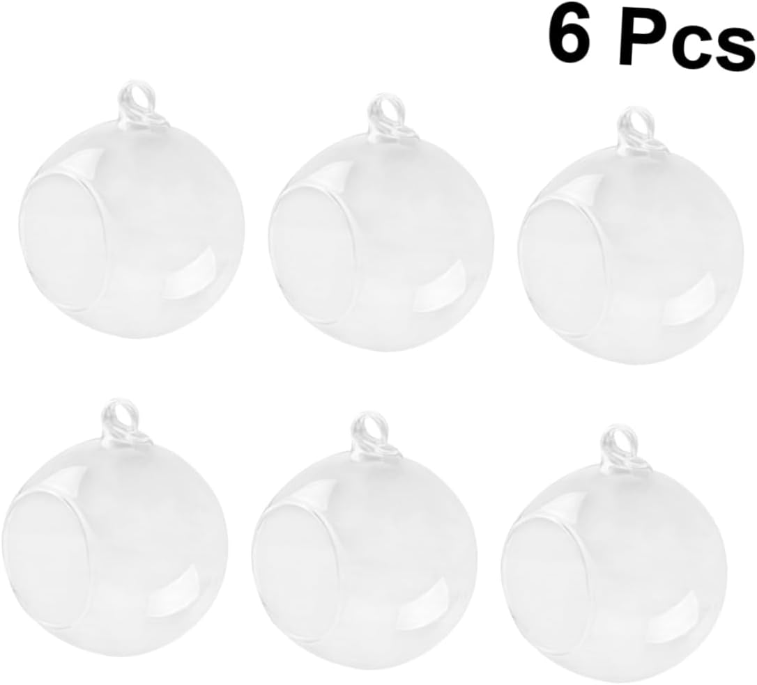 6pcs Hanging Glass Vases Flat Base Design for Plants and Flowers Decorative Terrarium Containers for Home Decor Weddings and Events
