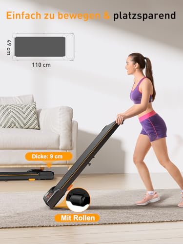 Kiddoza Walking Pad mit Steigung 4%,Laufband für Zuhause & Büro Walking Pad Klappbar Leises 2,5PS Motor Mini Laufband,Leicht & Kompakt Tragbar Laufband Klappbar, LED-Anzeige mit Fernbedienung - Designansicht 6 | Tages Deals