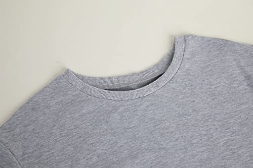 Meikulo Girls Crop Tops Long Sleeve Fashion Crewneck Sweatshirts Pullover Cute Shirts And Short Sets 2 Piece Outfits Sweatsuit Set Kids Clothes Grey, 5-6 Years #TOP2