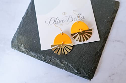 Olive Bella Sunburst Drop Earrings For Women, 14K Gold Filled Ear Wire, 1.25" Drop Length #TOP4