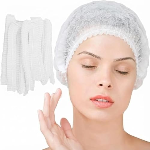 Kleen Grip Disposable Hair net 21inch 14gsm White Bouffant Clip Caps for Kitchen Bakery Restaurant Catering & Food Service Hygiene (100 Pack)