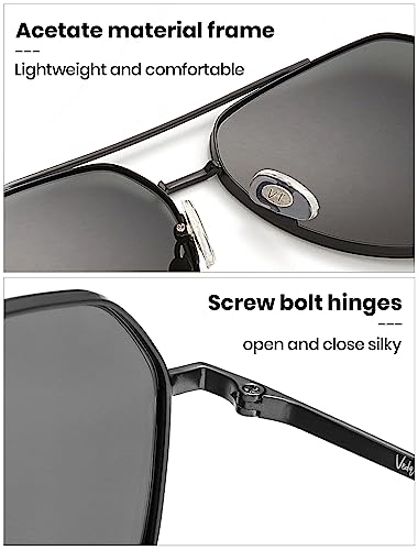 Veda Tinda Vision Aviator Sunglasses Men Polarized Black Classic Retro Oversized Vintage3