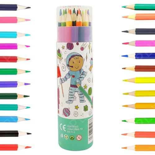 Image of PLUSPOINT Astronaut color pencil set for kids 24 colors Shades Soft Wax Pencils 3 MM Colouring Pencil, Artist Sketching Colour Pencils Drawing Color for Art & Craft Work