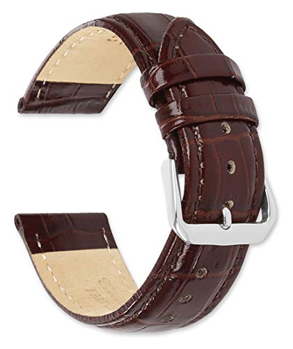Crocodile Grain Watch Band (Chrono) Brown 28Mm Watch Strap - By Debeer #TOP30