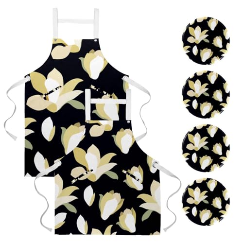 Tablier de cuisine floral multicolore avec 4 broches d'ajustement