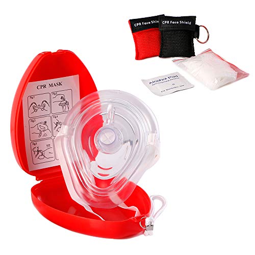 Medical First Aid CPR Mask for Adult/Kids — Hard Case with Wrist Strap