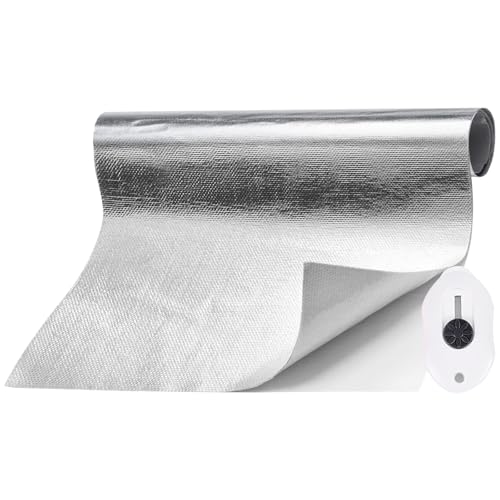 LongZYU Estera de protección térmica aluminizada Placa de aluminio de protección térmica Alu Estera de protección térmica de aluminio y fibra de vidrio autoadhesiva (0.2mm, 30 x 200 cm)