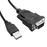 gaubss HDMI VGA Adapter, USB to Serial RS-232 Adapter Cable, DB9 Connector - High Data Transfer Speed 1 Mbps, Compatible with Windows 11/10/8.1/7, Mac OS X 10.6+, Linux