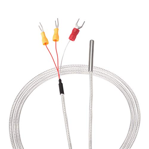 uxcell Sonda Sensor Temperatura PT100 RTD, Cable Termopar 3 Hilos Acero Inoxidable 50 cm (1.64 pies), 2B grado Cover
