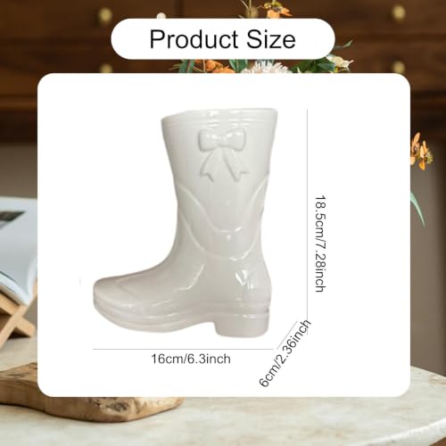 Vase a fleurs en forme botte ceramique blanche haute qualite