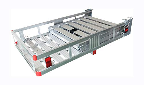 Image of MaxxHaul 70275 Aluminum Hitch Mount Wheelchair /Mobility Carrier - 53.5 inch x 29.75 inch Cargo Basket with Folding 60 inch Ramp - Fits 2 inch Class III /IV Receiver - 500 lb Capacity for Trucks, SUVs, Vans, and RVs