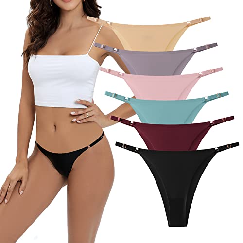 Sweetsnow 6 Pack Tangas For Women Seamless Underwear Adjustable Waist Panty Size Xl Multicolor #TOP4