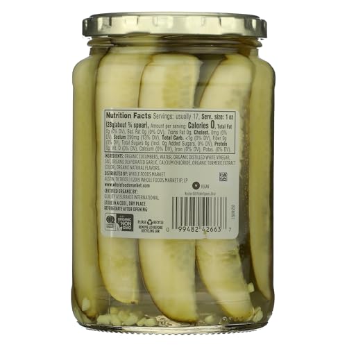 Image of 365 by Whole Foods Market, Organic Kosher Dill Pickle Spears, 24 Fl Oz