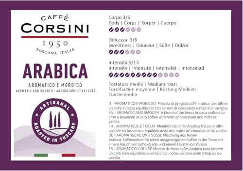 Caffè Corsini - Kaffeebohnen 1 kg 100% Arabica, Mittel-dunkle Röstung, Edle Auswahl, Aromatischer und Weicher Kaffee… – Ansicht 4