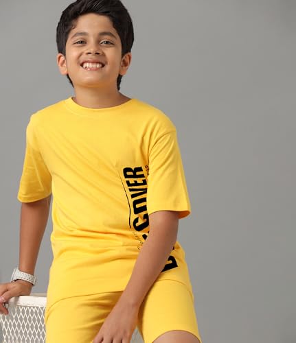 Image of KYDA KIDS Boys 100% Pure Combed Cotton Co-ord Clothing Set Premium Printed T-Shirt & Shorts | Relaxed Fit Summer Outfit for Kids
