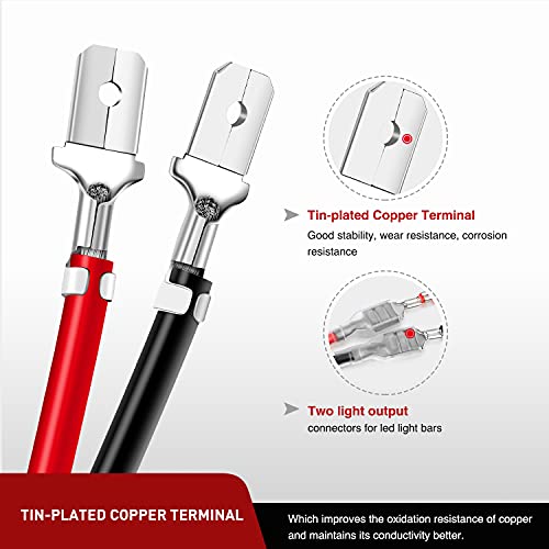 Image of Nilight 16AWG 10Feet Wiring Harness Extension for 6Modes Amber White Light Bar Strobe Play and Plug 3-Wires, 2 Years Warranty, Black, 2PCS