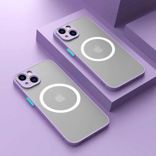 Coque magnétique iPhone 16 Pro Violet : recharge sans fil rapide et finition mate antichoc