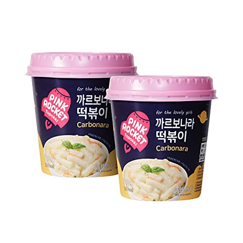 Tteokbokki Pink Rocket Korean Rice Cake, Carbonara 120g 2 Cups - ...