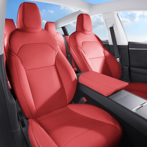 Wekar 2024-2025 Tesla Model 3 Highland Upgraded Car Seat Covers Nappa Leather Car Interior Airbag Compatible Cushion Cover Full Set Custom Fit Model 3 Nappa Wine Red