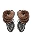 MissHeel Brown Fur Heels Rhinestone Strap Stiletto Heel Wrap Around Heeled Sandals with Diamond High-heel Dress Shoes Sparkly Size 9