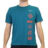 Marque: Nike Nike DF Miler Top WR Gx T-Shirt Homme Geode Teal/Team Orange/Reflect FR: L (Taille Fabricant: L)