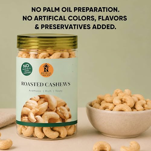 Image of EATFOLKS Roasted Cashew 400g , Pack of 2 (200g X 2 ) Premium Whole roasted kaju | Salted , Crunchy Ready to Eat Snack Option | Suitable for Gatherings, Travel, Gifting and Everyday tea time snack.No Palm oil.
